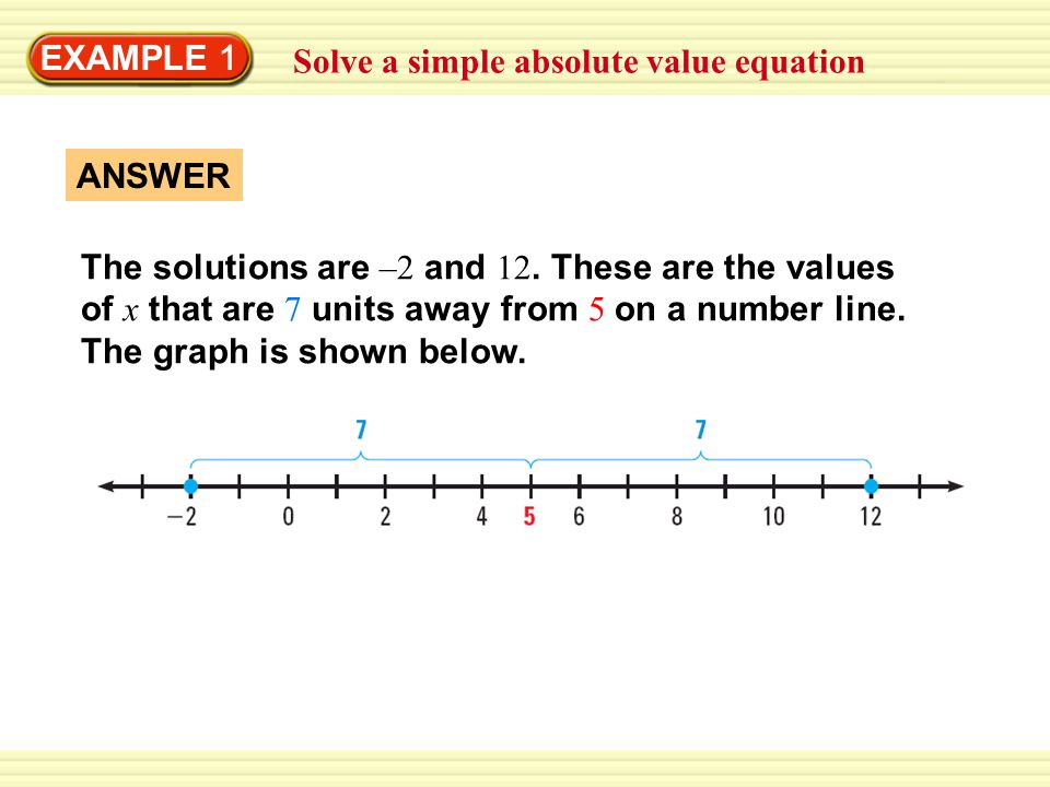 How to write and solve an absolute value equation with 2